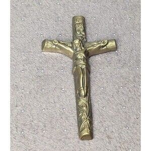 Vintage 11” Brass Crucifix~Coaster Co. of America~Wall Hanging Christian~Jesus